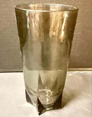 Smoke star bottom 8” tall glass tumbler drinking glass entertaining mid century